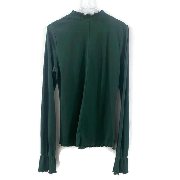 Intimately Free People Lightweight Ruffle Neck Top - Emerald Green L - Picture 2 of 7